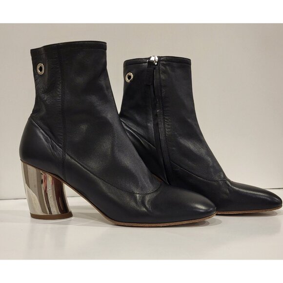 Proenza Schouler Leather Ankle Boots Women SZ 36.5M (US Size 6) Black Zipper - Picture 4 of 10
